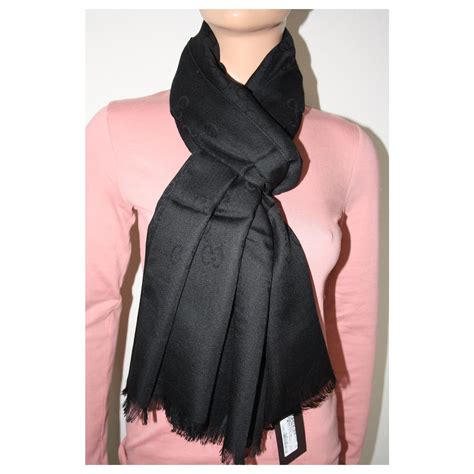 gucci black fur scarf|Gucci wool silk scarf.